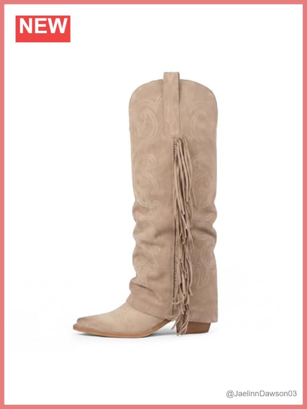 Women's Fold Over Fringe Embroidered Western Cowboy Boots Wide Calf